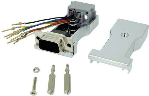 ROLINE DB9 auf RJ45 Stecker-Buchse Adapter für Ethernet/LAN, silberfarben - Bild 1