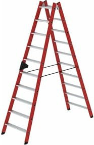 MUNK Kunststoff-Stehleiter beidseitig begehbar mit 2 x 10 Stufen in Rot - Bild 1