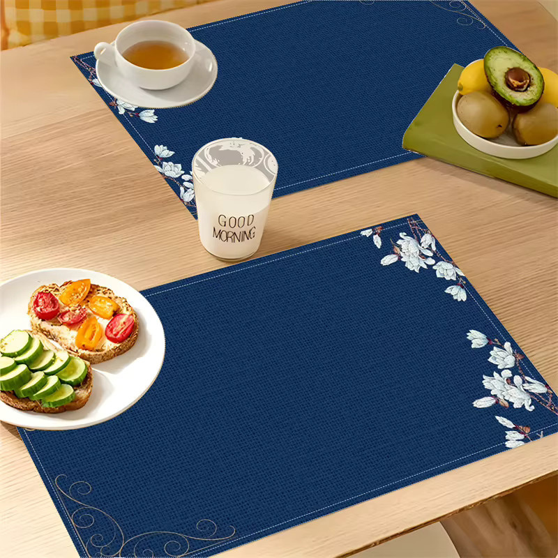 VIKAMA 4-teiliges Tischset Set, blau, wasserdicht und wärmeisolierend, rechteckig, B/T: 45 x 30 cm - Bild 2