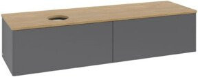 V&B Waschtischunterschrank Antao ohne Frontstruktur in Anthrazit mit Eichenoptik, B/T: 160 x 50 cm - Bild 1