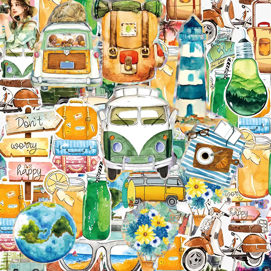 Charile Outdoor Reise Landschaft Aufkleber Wasserdicht Graffiti Dekoration für Telefon Auto Laptop Camping in Transparent und Multicolour - Bild 2