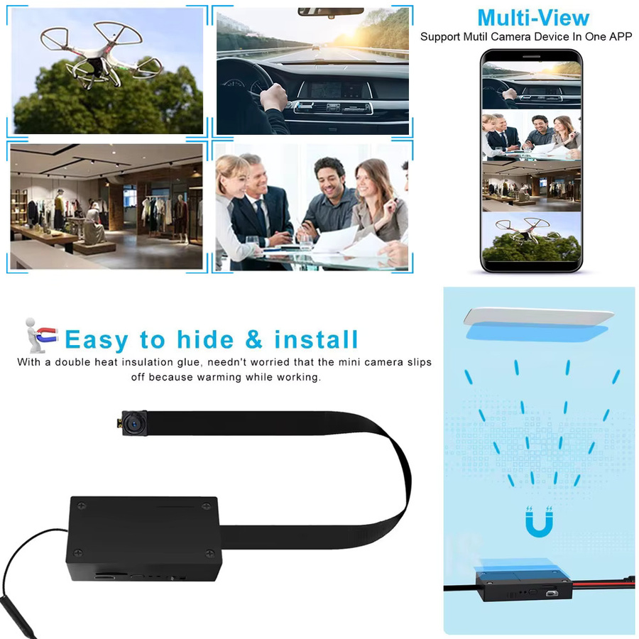 DEROX Mini-Kamera mit WLAN und HD 1080P, Smart Home Sicherheitskamera mit Bewegungserkennung und 4K-Funktion, Schwarz - Bild 3