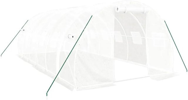 furnicato Gewächshaus mit Stahlrahmen in Weiß, Fläche: 18 m², B/T/H: 6 x 3 x 2 m - Bild 1