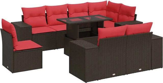 vidaXL 9-teilige Garten-Sofagarnitur aus Poly-Rattan und Akazie in Braun - Bild 1