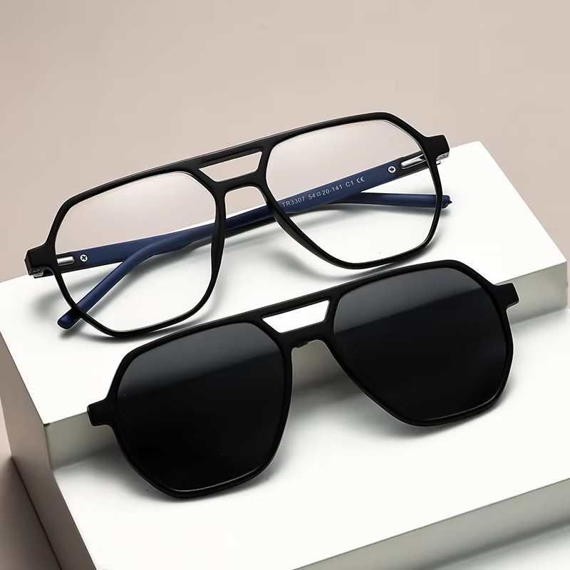 NINJONA Sonnenbrille, quadratisch, Vollrand, Kunststoff, schwarz, polarisiert - Bild 2
