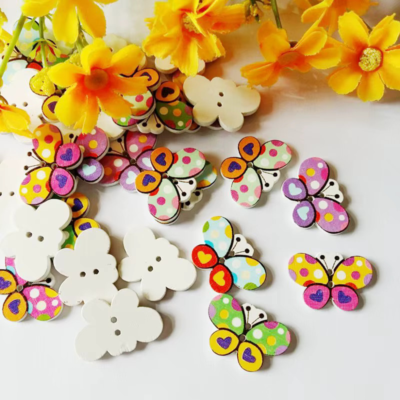 50 Stück Schmetterlingsknöpfe von AXHSR in Multicolor für Scrapbooking und Nähdekorationen - Bild 2