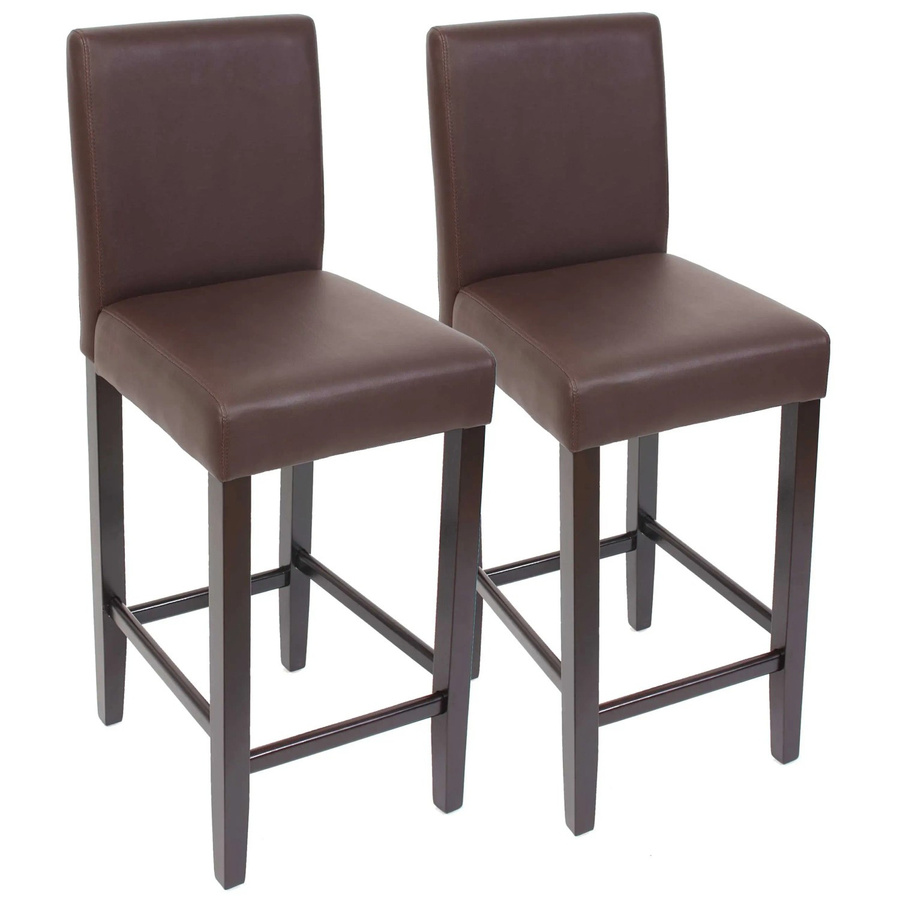 PROREGAL 2er-Set Barhocker gepolstert mit Lehne aus Kunstleder in Braun mit Sitzhöhe 74 cm - Bild 2