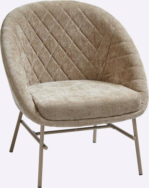 Sessel in Beige mit Stoffbezug und Holzgestell aus Pappelholz - Bild 1