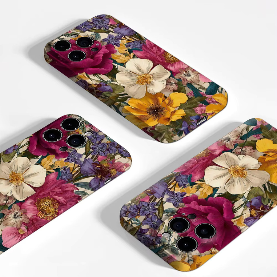 Potdemiel Handyhülle mit Blumenmuster für iPhone 17 16 15 14 13 Pro Max Plus, robuste ein- oder doppelschichtige Magnet-Hülle, Multicolor - Bild 3