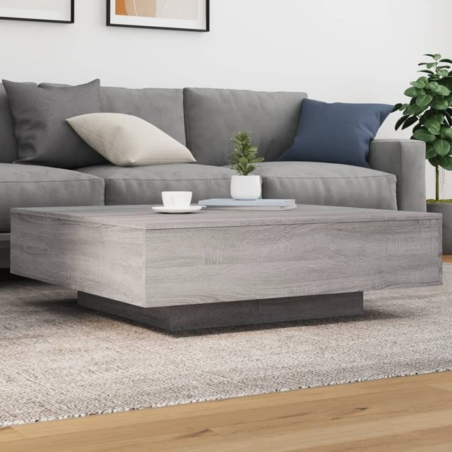 vidaXL Couchtisch mit LED-Leuchten in Grau Sonoma, modern und quadratisch, B/T/H: 100 x 100 x 31 cm - Bild 2