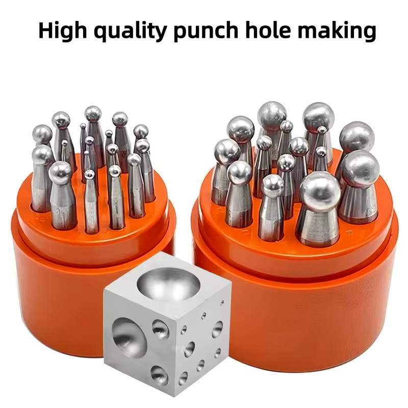 Handgefertigtes Schmuckherstellungsset aus Metall mit runder Stanzstanze, Amboss und Scheibenschneideplatte für Glocken- und Ringformwerkzeuge - Bild 2