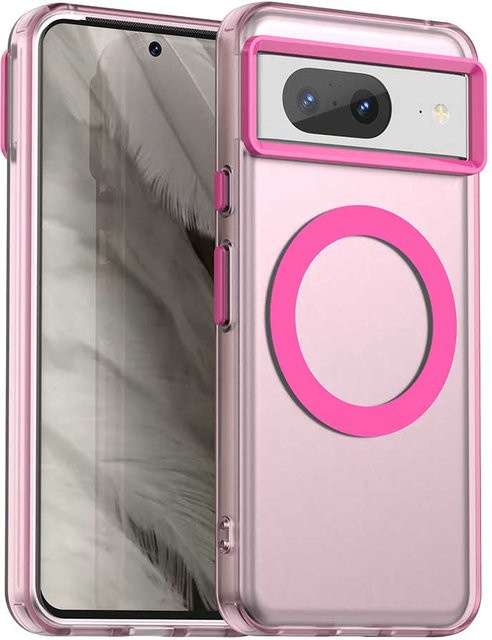 Schlanke und stoßfeste magnetische Handyhülle für Google Pixel 8, Pixel 8 Pro und Pixel 8A in Pink mit mattem Finish - Bild 1