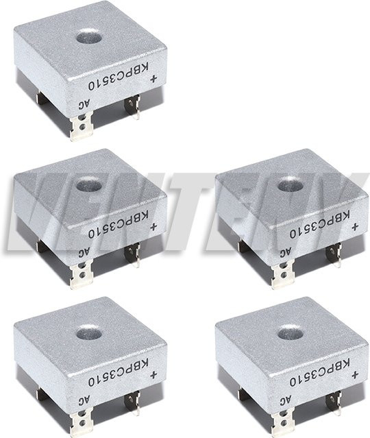 LAUBEI Diodenbrückengleichrichter Set, 5 Stück, Farbe: Silber, Modelle KBPC1010 KBPC1510 KBPC5010 KBPC2510 KBPC3510 mit 10A 15A 25A 35A 50A - Bild 1