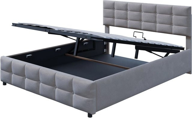okwish Polsterbett mit Hydraulik in Grau, B/T/H: 180 x 200 x 183,5 cm - Bild 1