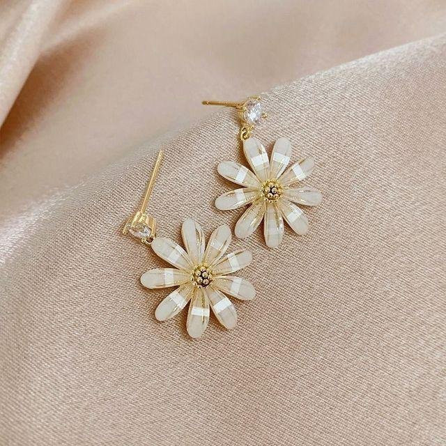 Wucifang Jewelry Blumen-Ohrhänger, Kupfer, Zirkonia, Gold, Damen - Bild 1