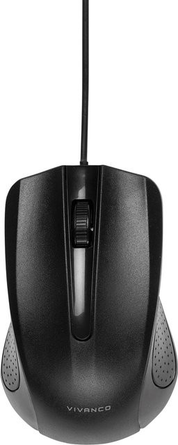 Vivanco Kompakte 3-Tasten-Maus mit 1000 DPI, USB-A, Schwarz - Bild 1