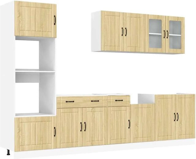 vidaXL 7-teiliges Küchenschrank-Set Lucca in Sonoma-Eiche mit Glastüren und Holzwerkstoff - Bild 1