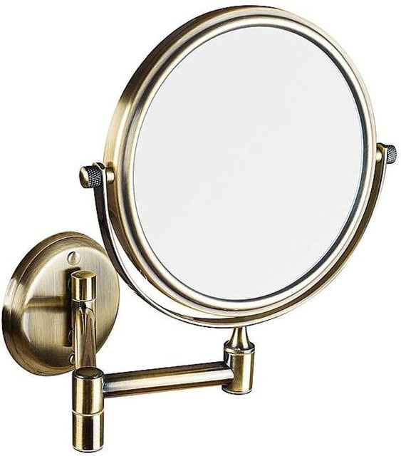 Brillantbad BETRO Rasier- und Kosmetikspiegel aus Messing und Glas in Bronze, H: 36,0 cm, B: 18,0 cm, T: 25,0 cm, Durchmesser: 13,3 cm - Bild 1