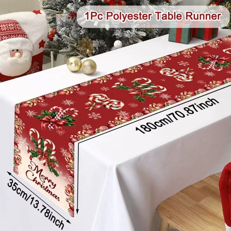 VIKAMA Weihnachts-Tischläufer mit Weihnachtsmann-Design in Rot und Grün, rechteckig, B/H: 90 x 33 cm - Bild 1