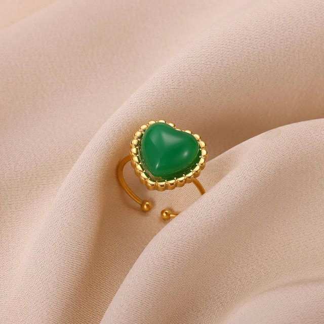 ETCAVCE Ringe Edelstahl, Gold, Naturstein, Damen, Vintage - Bild 1