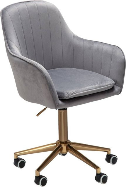 Amstyle Drehstuhl aus Samt in Grau mit Rollen und Metallgestell für Home-Office und Erwachsene, Höhe: 105,0 cm, Breite: 42,0 cm, Tiefe: 54,0 cm - Bild 1