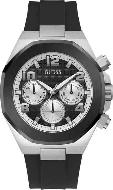Guess Herrenuhr, Quarz, Edelstahl, 47 mm, Silikon, Schwarz - Bild 1