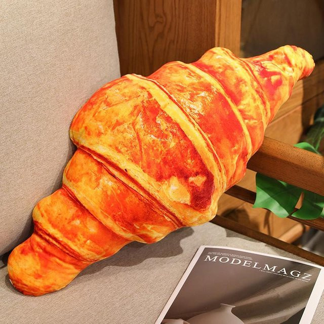 Set mit 4 realistischen Plüschkissen in Brot-Optik, Baguette, Croissant und Hotdog, Farbe: Orange, Höhe: 20 cm - Bild 1
