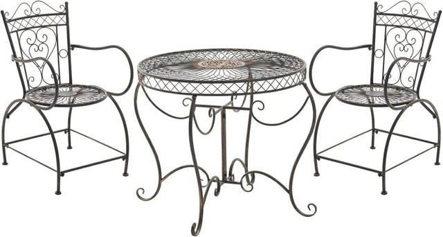 DELUKE Bistroset LORIN Gartenmöbelset für 2 Personen aus Metall in Bronze, B/T/H: 90 x 90 x 69 cm - Bild 1