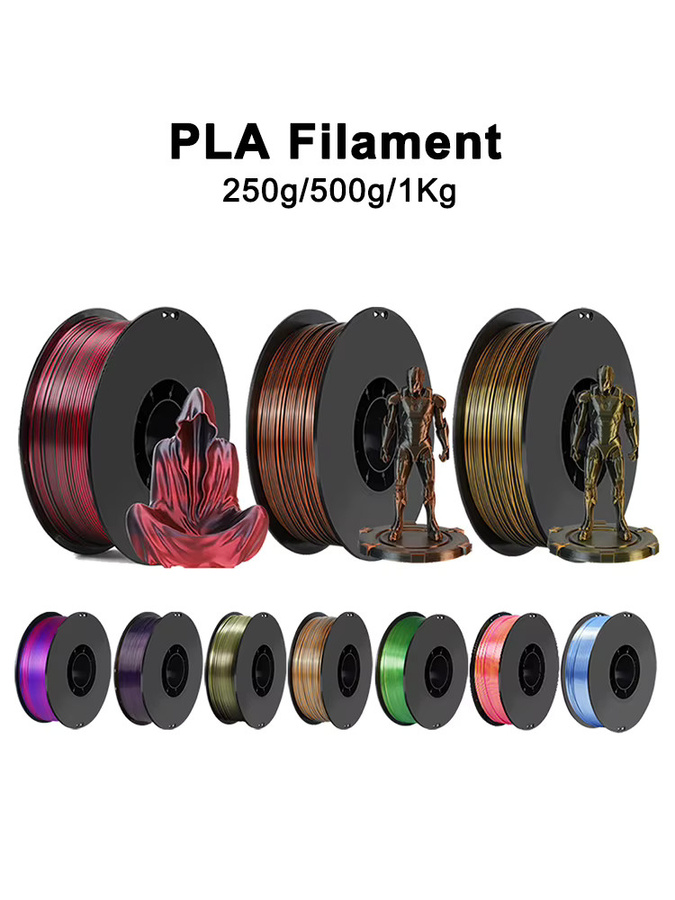 3D Maliang PLA-Filament Seide Zweifarbig 1,75 mm für FDM 3D-Drucker Schwarz Rot Gold Pink - Bild 3