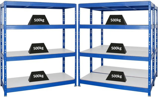 3er Set PROREGAL Rhino Profi Schwerlastregal Blau, H x B x T: 180 x 160 x 60 cm, mit 4 verstellbaren Melamin-Ebenen und 500 kg Fachlast - Bild 1