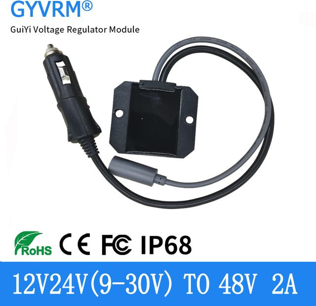 GYVRM Boost-Konverter Zigarettenanzünder-Netzteil DC 12 V/24 V auf 48 V, 2 A, Schwarz - Bild 1