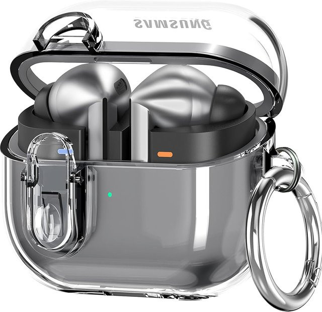 Transparente Schutzhülle für Samsung Galaxy Buds 3 und Galaxy Buds 3 Pro Ladecase mit Sicherheitsclip aus Carbonfaser-Hartschale - Bild 1