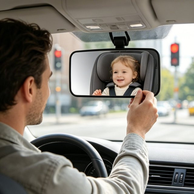 Baby-Beobachtungsspiegel für das Auto als zusätzlicher Rückspiegel in Schwarz - Bild 1