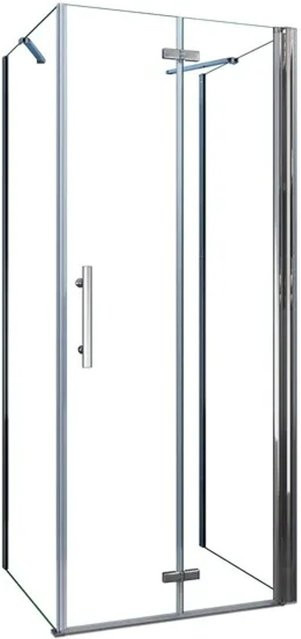 Duschparadies U-Duschkabine mit Falttür aus 6mm NANO Glas in Transparent, B/T/H: 80 x 100 x 195 cm - Bild 1