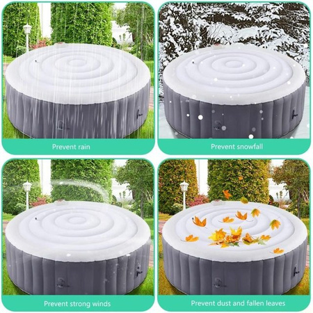 U2JB Aufblasbarer Whirlpool-Deckel in Weiß, Thermische Outdoor-Abdeckung für runde Whirlpools