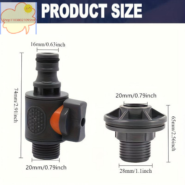 HT PVC-Absperrventil 1/2 Zoll Set für Regentonnen und Wassertanks aus Kunststoff - Bild 1