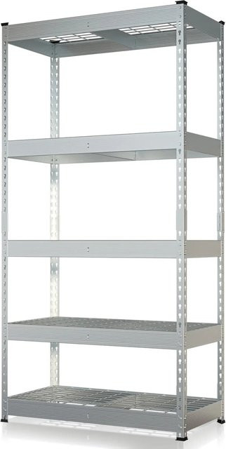 Floordirekt Schwerlastregal Yukon Rivet mit 5 verstellbaren Böden, verzinkt, silber, H x B x T: 180 x 90 x 45 cm - Bild 1