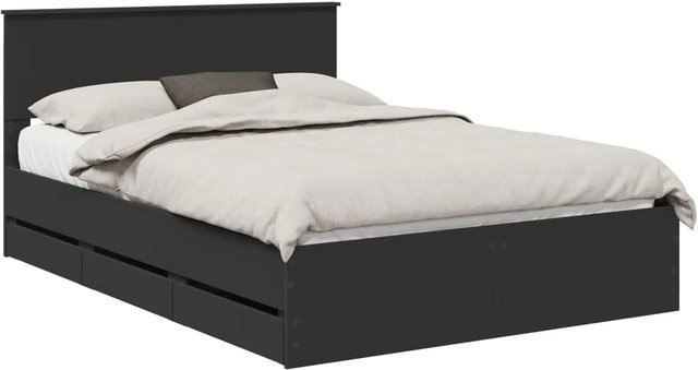 vidaXL Bettrahmen mit Schubladen in Schwarz aus Holzwerkstoff, B/T/H: 140 x 190 x 90 cm - Bild 1