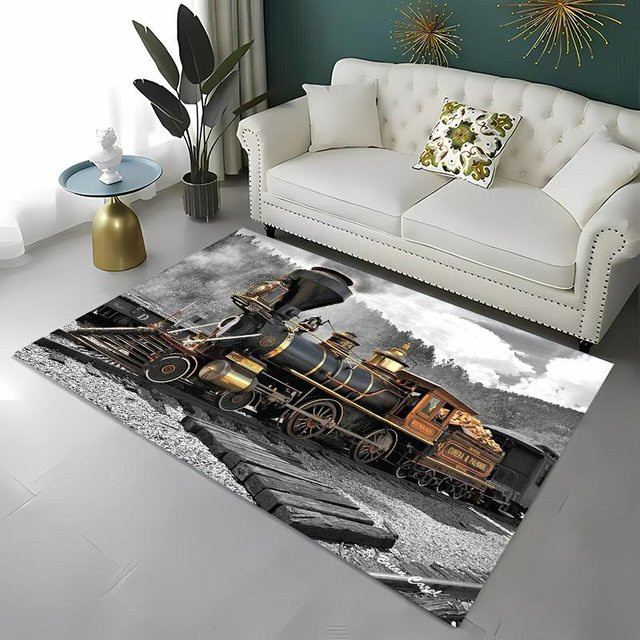 Karpetti Rutschfester Teppich mit klassischem Zuglokomotiven-Motiv in Mehrfarbig, B/T: 60 x 40 cm - Bild 1