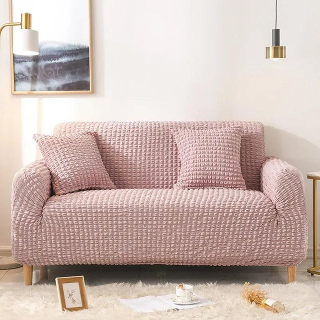 Dehnbarer Seersucker Sofabezug von Yiran bag in Pink für 1-Sitzer, Breite: 90-140 cm - Bild 1