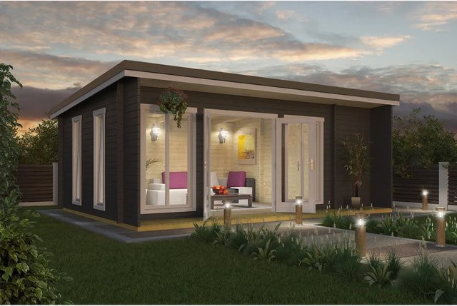 Lasita MAJA Gartenhaus Japan in Blockbohlenbauweise mit Pultdach, Carbongrau, B/T/H: 648 x 251 x 470 cm - Bild 1