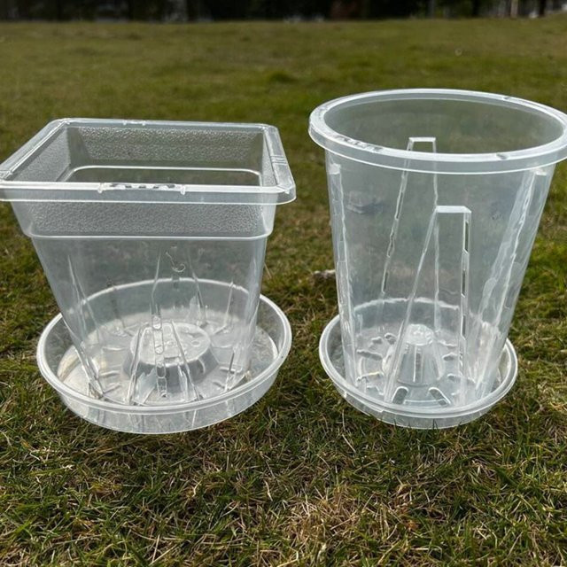 Transparenter Blumentopf aus Kunststoff für Hydrokultur und Wurzelkontrolle von Indoor-Plants - Bild 1