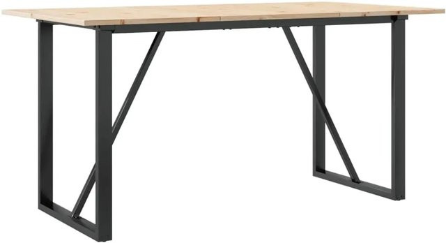 vidaXL Esstisch mit O-Gestell aus Massivholz Kiefer und Gusseisen in Braun, B/T/H: 140 x 80 x 75 cm - Bild 1