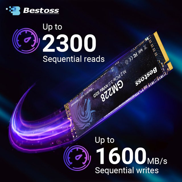 Bestoss M2 2280 NVMe SSD Interne M.2 PCIe 3.0 x4 Solid State Drive in Schwarz - Bild 1