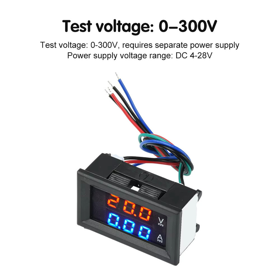 Aideepen Digitales LED Voltmeter und Amperemeter DC 0-300V in Schwarz zur Messung von Spannung und Strom für Auto und Motorrad H28UI5 - Bild 3