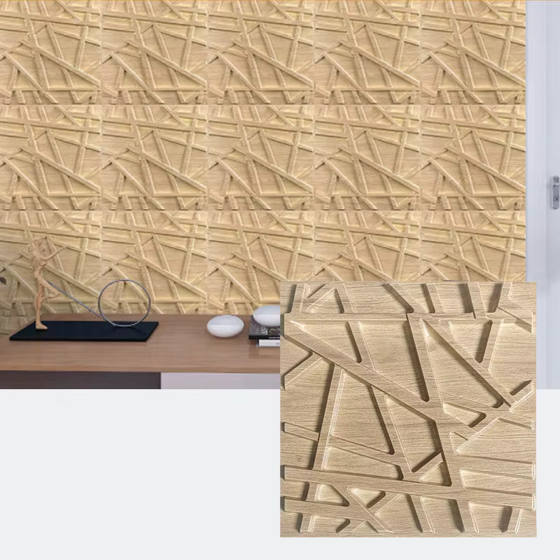 XBLOOM 10 Stück 3D-Wandpaneele in Holzoptik mit geometrischem Diamant-Design, Farbe: Braun und Weiß, selbstklebend für moderne Innenwanddekoration - Bild 1