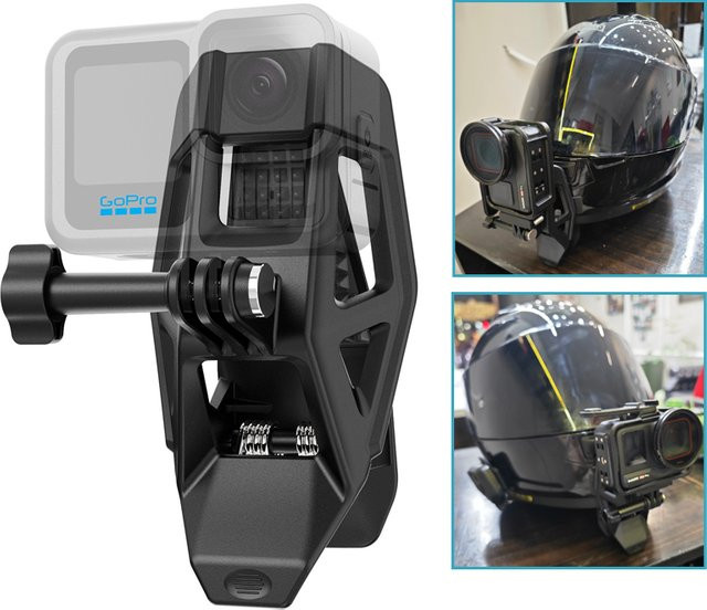Universelle Motorradhelm-Kinnhalterung für DJI Osmo Action 5 Pro 6 4 und GoPro 13 12 11 10 sowie Insta360 in Schwarz - Bild 1