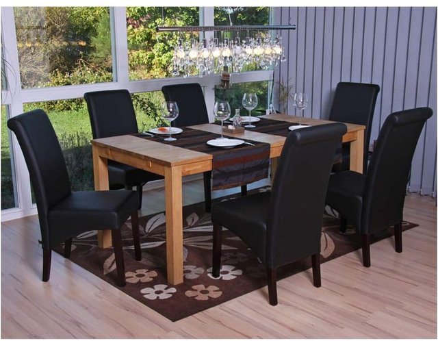6er-Set Esszimmerstühle MCW Cesena aus mattem Kunstleder in Schwarz - Bild 1