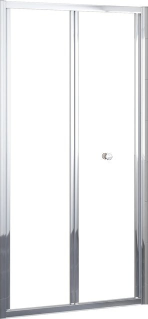 AICA Klapptür Duschkabine aus ESG Sicherheitsglas in Transparent mit silbernen Aluminiumprofilen, B: 100 cm, H: 185 cm - Bild 1
