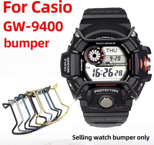 Casio Uhrenstoßfänger, Kautschuk, Edelstahl, Silber, Unisex - Bild 1